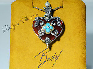 Barbara Bixby Sterling Silver 18K Reversible Carnelian Heart Enhancer Pendant