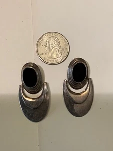 Vintage Sterling Silver With Onyx Stones Earrings Signed NF - Picture 1 of 4