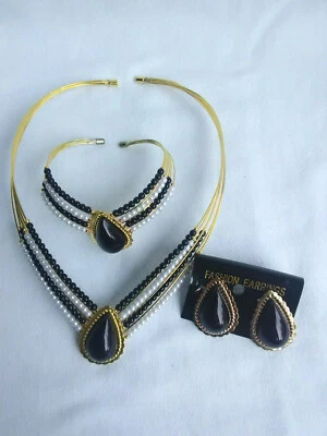 Juego de 3 piezas de moda de pulsera, pendiente y gargantilla collar regalo VENDEDOR DE EE. UU. Foto 1 de 4