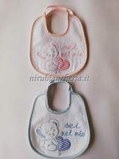 Bavaglino bavetta in cotone spugna per neonato con laccetto. C033