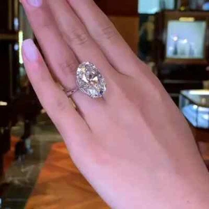 6Ct Oval Cut Lab Created White Sapphire Engagement Ring 14k White Gold Finish - Picture 1 of 5
