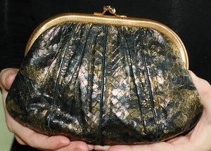 Bolso de mano Judith Leiber SERPIENTE EN RELIEVE PIEL DE SERPIENTE ENMARCADO Bolso de hombro Cartera BRUTCH - Imagen 1 de 12