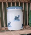 Fab South Lissens Scotland Pottery Hand Painted Goat Design Storage Jar & Lid 