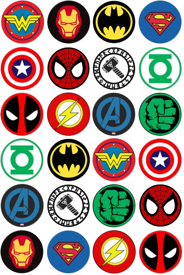 24 x Avengers Edible Cupcake Toppers Image Birthday Party Decoration - image 1 of 1