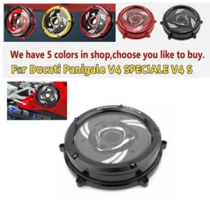 Cubierta de embrague transparente de carreras negra y retenedor de resorte para Ducati Panigale V4 V4S - Imagen 1 de 21