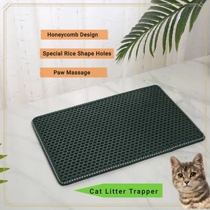 Kitty Litter Trapping Mat Scatter Control 21" x 14" Green Cat Litter Mat - Picture 1 of 6