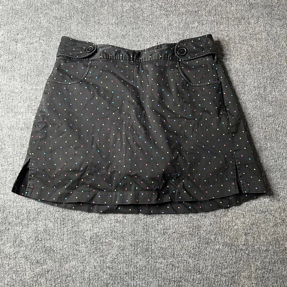 Larry Levine Black PolkDot Mini Skirt Skort Y2K Style Stretch Womens 12 - Image 1 of 4