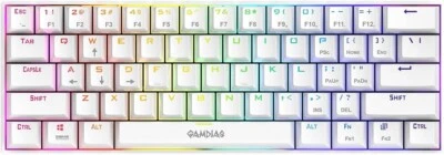 GAMDIAS Hermes E3 61 Key RGB Mechanical Gaming Keyboard White with Red Switch - Image 1 of 4