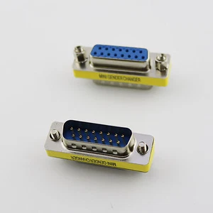 VGA/SVGA DB15 D-SUB 15Pin 2 Rows Male To DB15 Female Mini Gender Changer Adapter - Picture 1 of 5