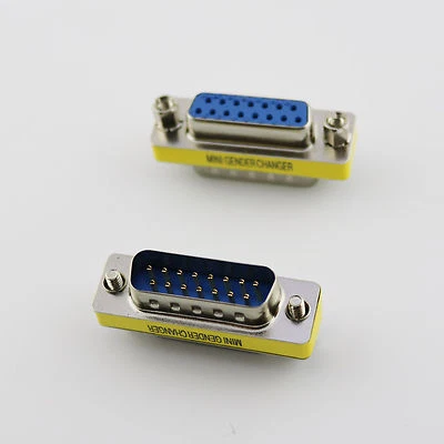 VGA/SVGA DB15 D-SUB 15Pin 2 Rows Male To DB15 Female Mini Gender Changer Adapter - Image 1 of 4