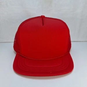 Vintage Foam Trucker Blank Hat Cap Red Mesh Snapback Youth  - Bild 1 von 8