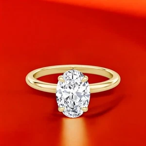 Lab Grown 14K Yellow Gold Engagement Ring Oval Cut 1.50 Carat IGI Diamond - Picture 1 of 13