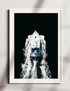 Póster clásico de barco - Impresión de arte de pared náutico aéreo - Decoración costera - Imagen 1 de 3