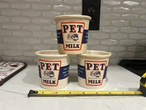 6 Vintage 6oz Sutherland Paper Co. , Advertising Pet Evaporated Milk Cup handle - Picture 1 of 4