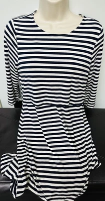 Seraphine Women's Size 12 Blue White Striped Maternity-To-Nursing Dress - Image 1 of 4