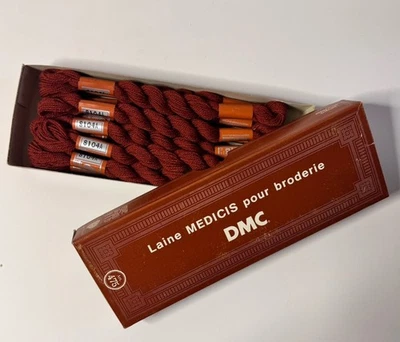 Vintage DMC Embroidery Floss 100% Wool Laine Medicis NOS 9 Skeins Red 8104A - Image 1 of 4