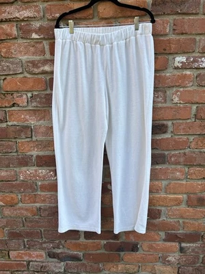 Pantalones de salón Coldwater Creek de terciopelo cintura elástica talla LP crema suave Foto 1 de 4