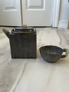 ANTIKE chinesische Yixing Zinn, Bronze und Jade Teekanne und Tasse. Seltener Fund! - Bild 1 von 16
