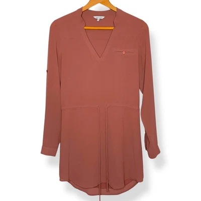 NUEVO SIN ETIQUETAS Naked Zebra Pequeño Mujer Malva Rosa Manga Larga Transparente Cuello en V Camisa Vestido Foto 1 de 4