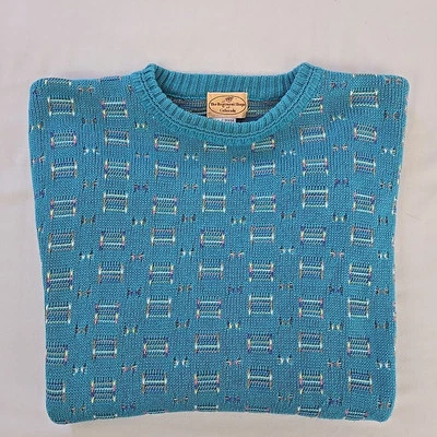 Suéter Tejido Texturizado De Colección Años 90 Verde Azulado Arco Iris Regimiento Geométrico Tiendas Para Hombres M EE. UU. Foto 1 de 4