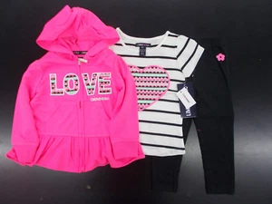 Juego de ""Amor"" rosa neón para niñas pequeñas Limited Too $56 talla 12 Mth. & 2T - Imagen 1 de 8