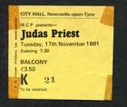 Original 1981 Judas Priest Concert Ticket Stub Newcastle UK Breaking The Law