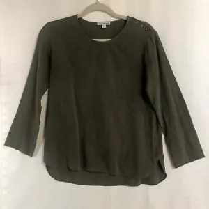 James Perse Standard Top Brown Womens Small 3/4 Sleeve Cotton Blouse - Picture 1 of 8