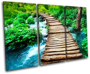 Forest Stream Landscapes TREBLE CANVAS WALL ART Picture Print VA - Picture 1 of 1