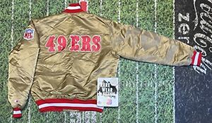 San Francisco 49ers Gold Satin Nfl Football Jacket  M Forty Niners vintage