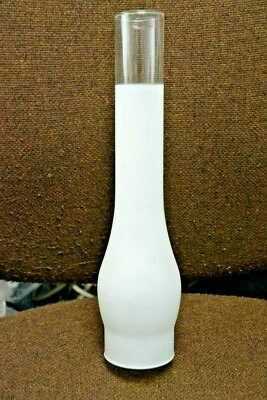 FROSTED & CLEAR CHIMNEY 14" x 3" Glass Hurricane GLoBe GlaSsWaRe NEW 840011 - Image 1 of 4