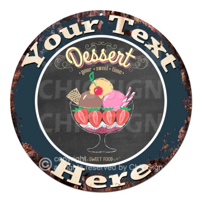 CP-0186 ANY NAME'S Sundae Dessert Custom Personalized Metal Sign Decor Gift idea - Image 1 of 2
