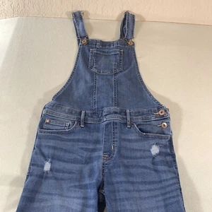 Abercrombie Girls Size 15/16 Distressed Rip Jean Overalls Streetwear Blue Denim - Picture 1 of 10