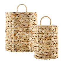 Wall Hanging Baskets Set of 2; Water Hyacinth Rustic Farmhouse Small/Medium