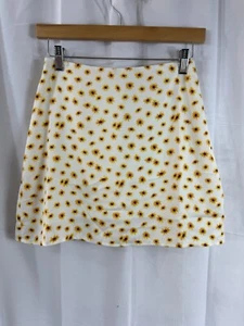 WE WORE WHAT Floal Mini Slip Skirt Ivory Yellow Spring Summer Size XS - Picture 1 of 6