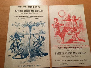 ZWEI WERBEKARTEN H.B. ENOS FÜR UHREN - UHREN - SCHMUCK - Bild 1 von 2