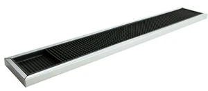 Rubber Bar Drip Mat Black Bar Runner Mat Strip Stainless Steel Frame 24" x 4" - Picture 1 of 3