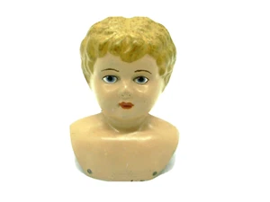 Antigua Minerva Alemania Hombros de Metal Niña Muñeca Cabeza Rubia Rizada 4"  - Imagen 1 de 5