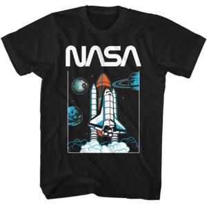 NASA Logo Discovery Space Shuttle Space Stars Earth Men's T Shirt - Picture 1 of 5