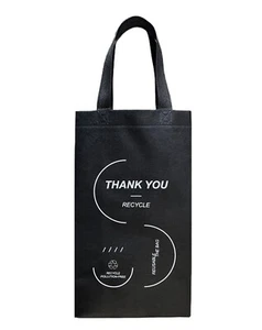 Black Wine Tote Bag Reusable Non-Woven Fabric  Wine Bottles Gift 8x4x14" 24Pcs - Picture 1 of 5