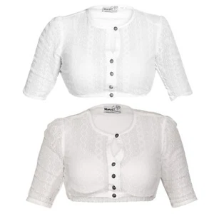 Marjo Dirndlbluse Bela-Anita creme oder weiß hochgeschlossen Spitze Zierknöpfe - Bild 1 von 10