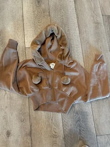 Urban Outfitters Brown, Cropped, NWT, Puff Ball Draw String, Hoodie With Zipper - Picture 1 of 6