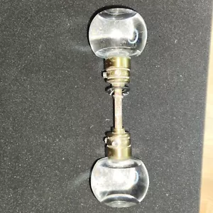 Vintage Round Glass Door Knobs With Brass Rosettes Bulb Set - Picture 1 of 9