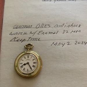 Vintage Oris Anti Shock Pendant/pocket Watch W/ Enamel.keeps Time - Picture 1 of 6