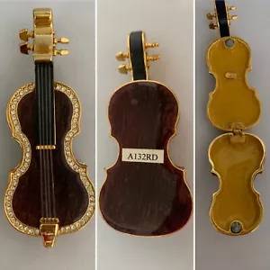 Beautiful Brown And Gold Studded Mini Cello Strings Keepsake - Picture 1 of 13