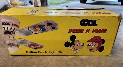 NOS Disney Sisco  COOL  Mickey & Minnie Mouse 42” Ceiling Fan & Light Retro 1980 - Image 1 of 4