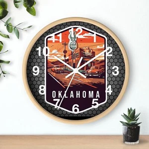 State Of Oklahoma Skyline Art Wall Clock With Wood 3D Frame Colorful art - Picture 1 of 19
