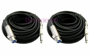 2x 25 pies XLR 3 pines hembra a 1/4" mono macho enchufe micrófono cable de audio cable - Imagen 1 de 1