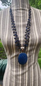Zuni JENN Sterling Lapis Lazuli Statement Necklace 130g Adjustable Solid Silver - Picture 1 of 10