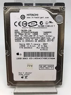 Hitachi 120GB Internal Hard Drive 2.5 Inches Model HTS542512K9SA00 Used - Image 1 of 4