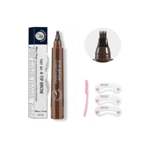 Waterproof 4-Point Eyebrow Pencil Kit with 3 Stencils and 1 Razor for Precise Ey - Picture 1 of 2
